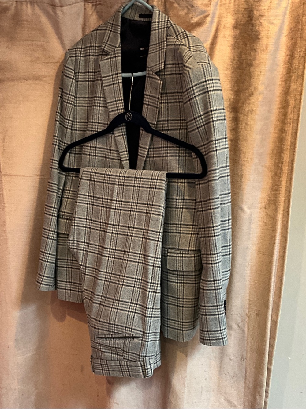 ASOS Gray Plaid Two-Piece Suit Jacket & Trousers